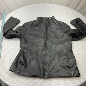 Elegant Women's Charcoal Leather Jacket